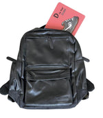 Faux Leather Black Bookbag