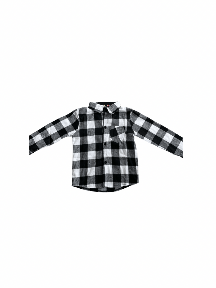 Unisex black and white plaid flannel